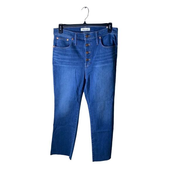Madewell Jeans Womens 28 Slim Wide Leg Crop Button Fly Mid Wash Streetwear Denim - Picture 1 of 16